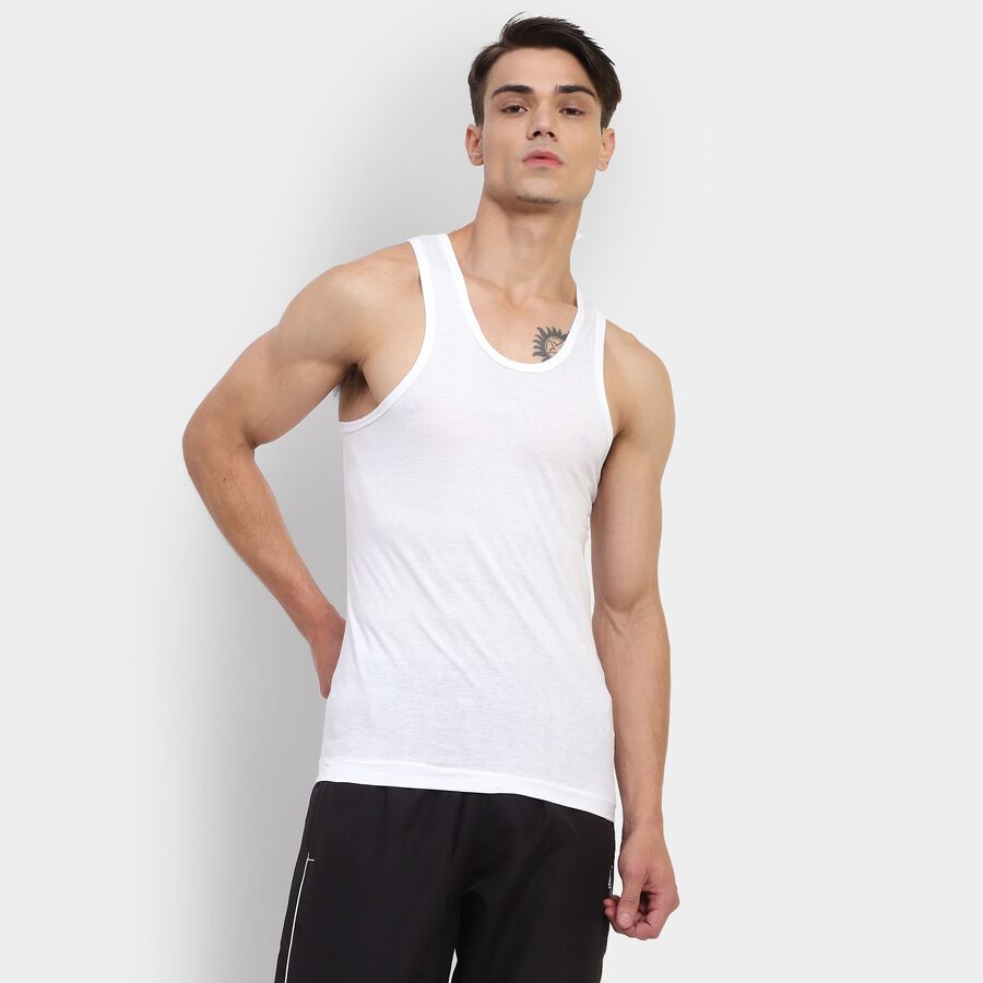 Men's Cotton Vest, White, large image number null